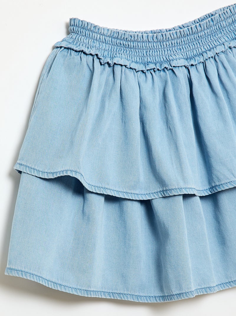 Jupe évasée taille élastiquée en coton Bleu - Kiabi