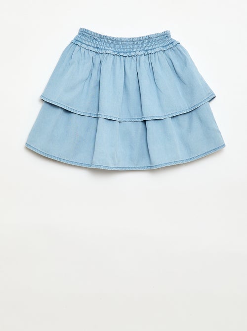 Jupe évasée taille élastiquée en coton - Kiabi