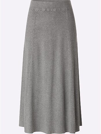 Jupe évasée tricot côtelé - taille standard - helline