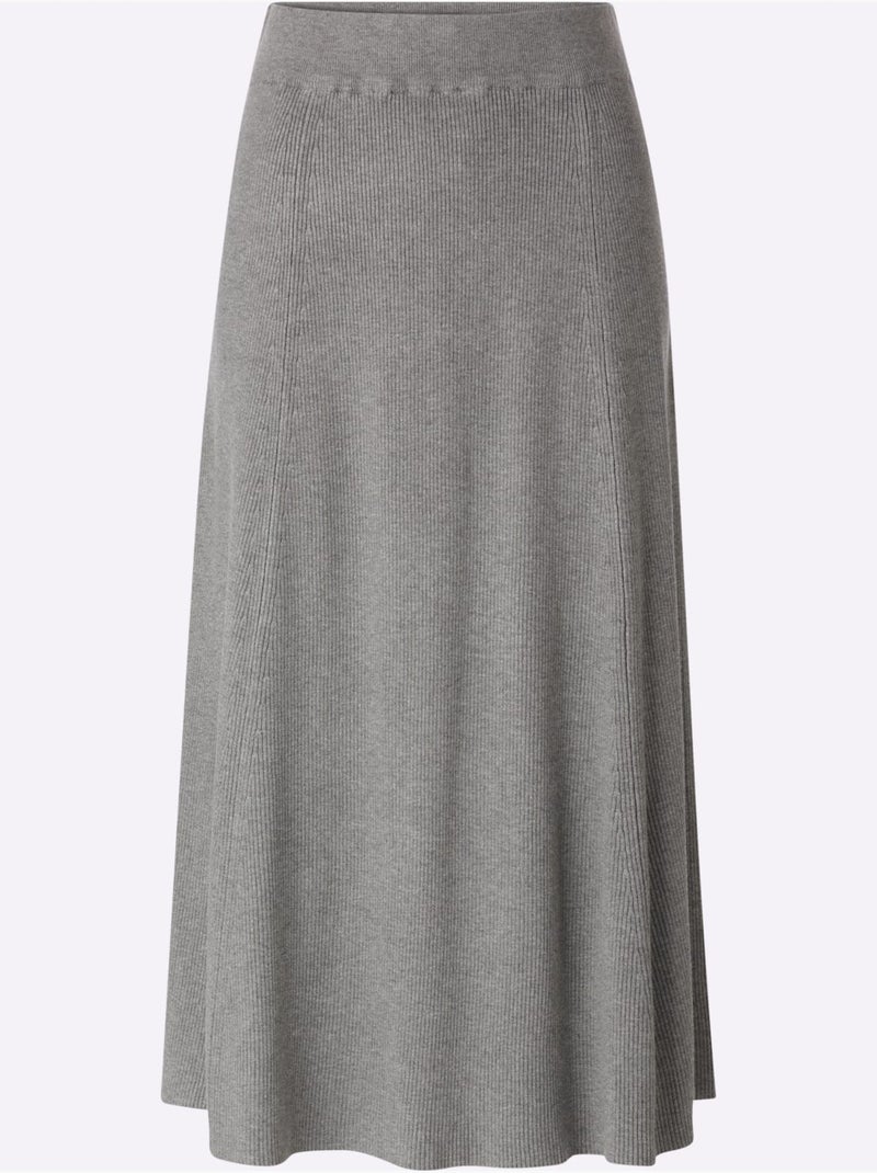 Jupe évasée tricot côtelé - taille standard - helline Gris chiné - Kiabi