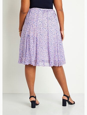 Jupe évasée voile imprimé mi longue - Afibel