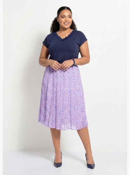 Jupe évasée voile imprimé mi longue - Afibel - Kiabi