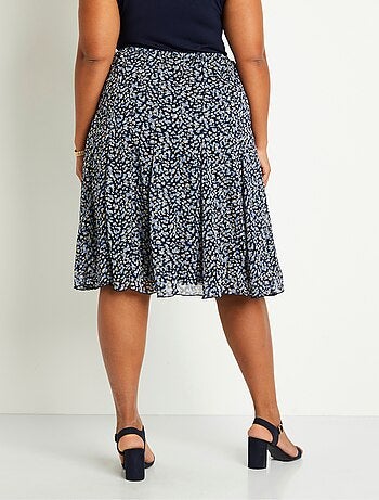 Jupe évasée voile imprimé mi longue
