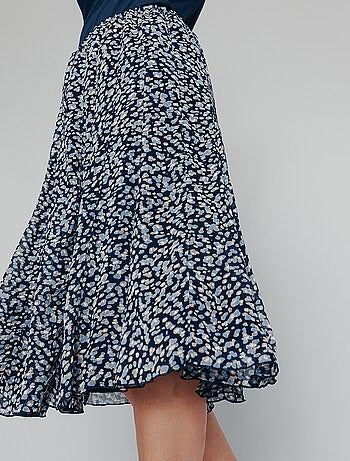Jupe évasée voile imprimé mi longue