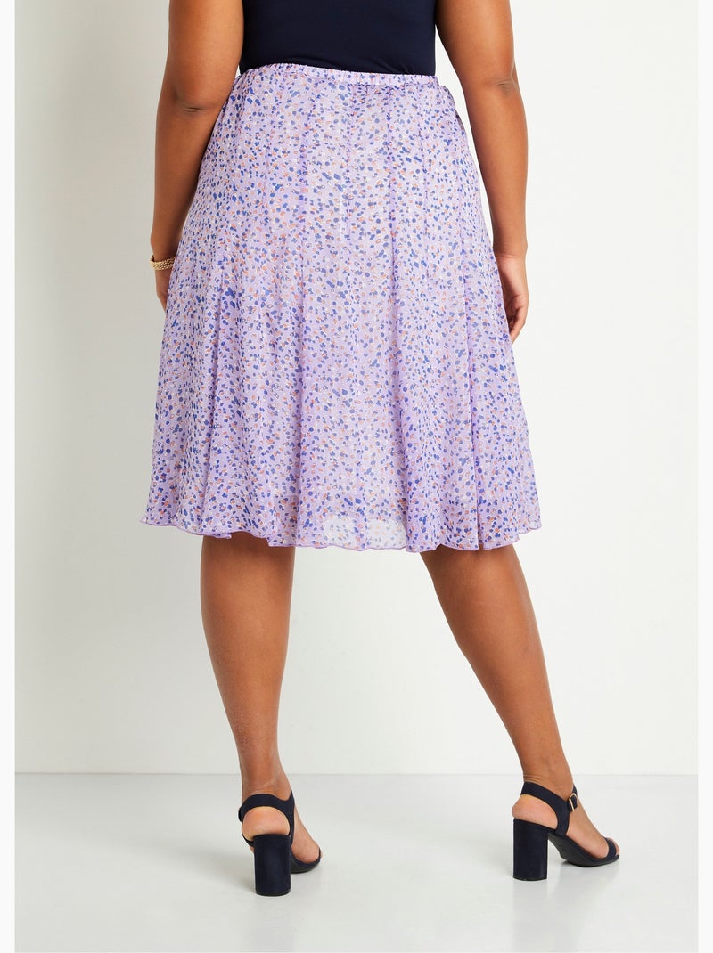 Jupe évasée voile imprimé mi longue Mauve lilas - Kiabi