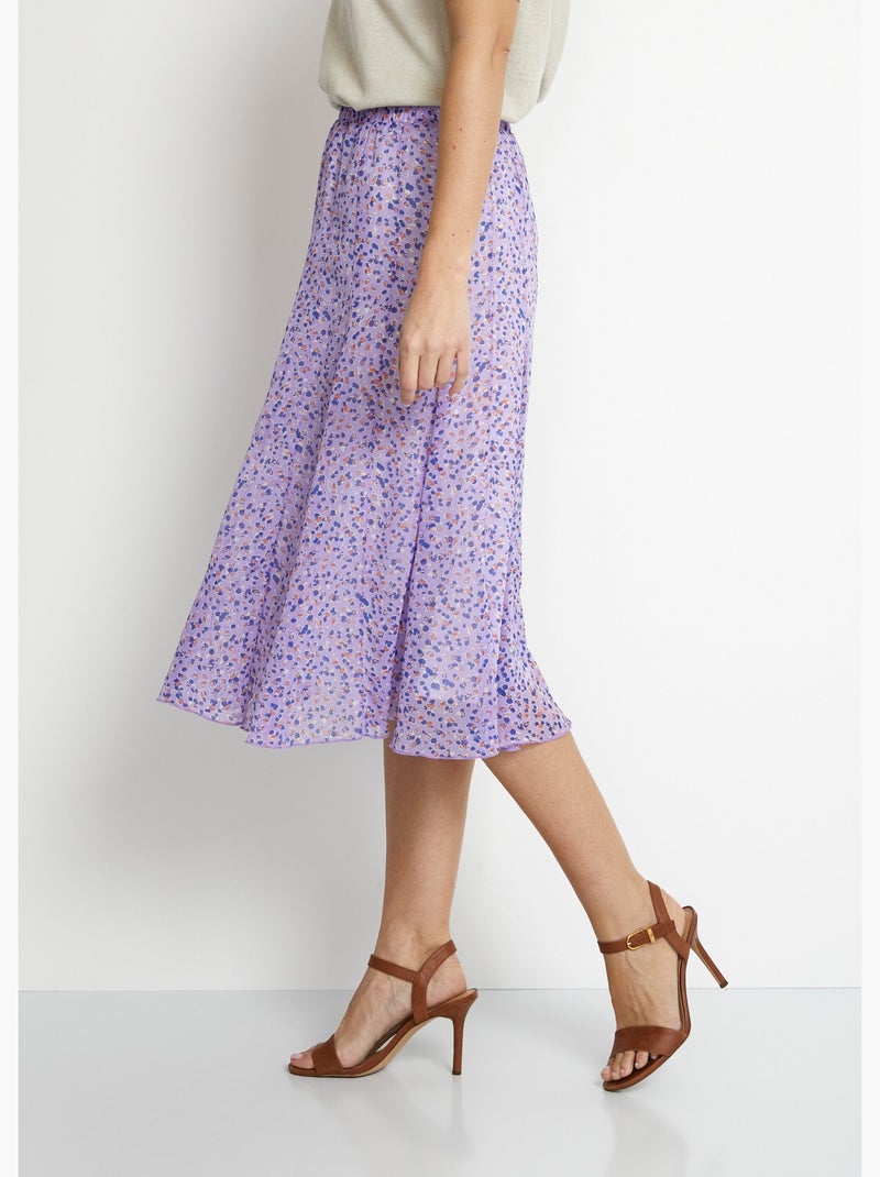 Jupe évasée voile imprimé mi longue Mauve lilas - Kiabi
