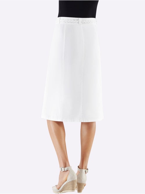 Jupe femme boutonné en imitation jean et ceinture tressée - Taille courte - Witt - Kiabi