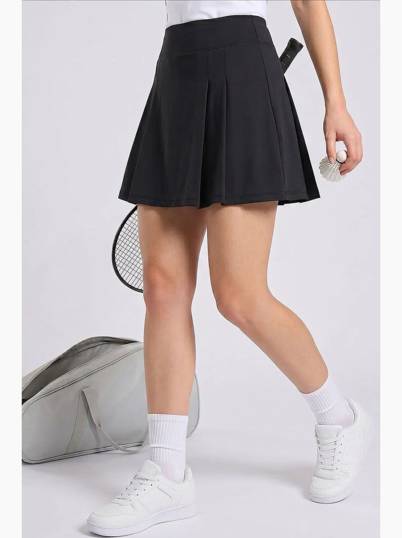 Jupe femme courte taille haute plissée tommy Noir - Kiabi