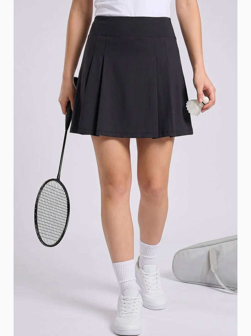 Jupe femme courte taille haute plissée tommy Noir - Kiabi