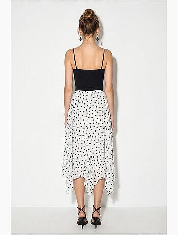 Jupe femme taille haute à pois lucci
