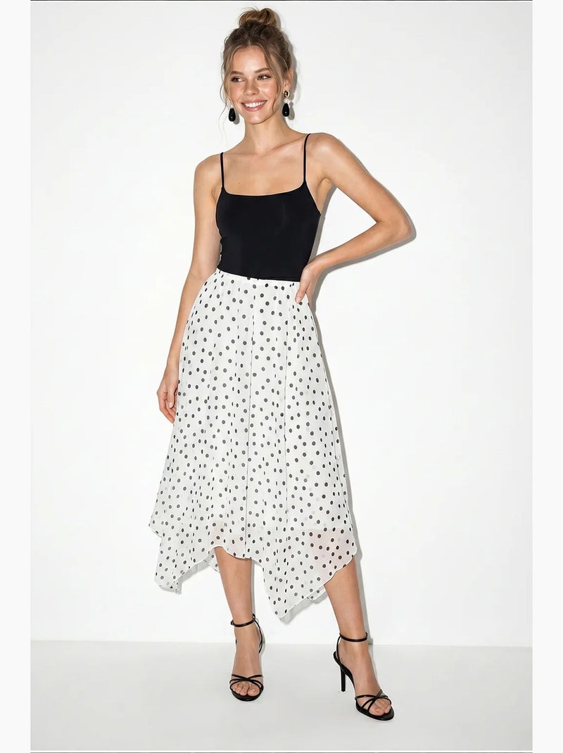 Jupe femme taille haute à pois lucci Blanc cassé - Kiabi