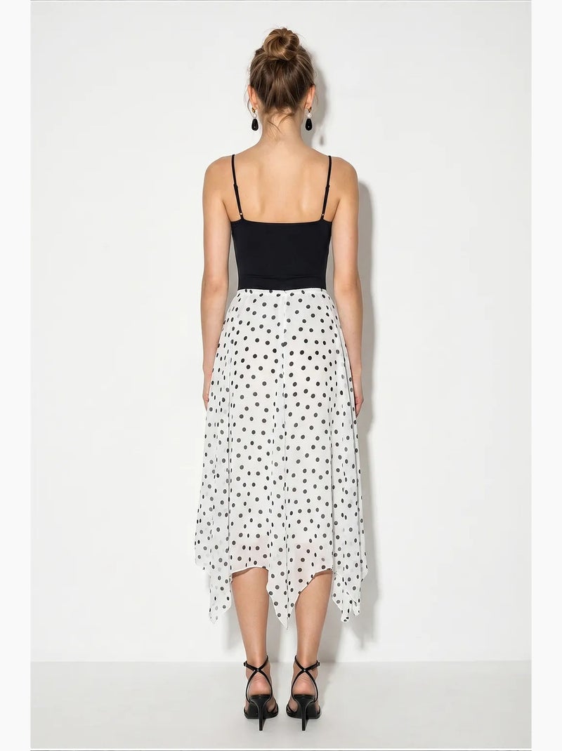 Jupe femme taille haute à pois lucci Blanc cassé - Kiabi