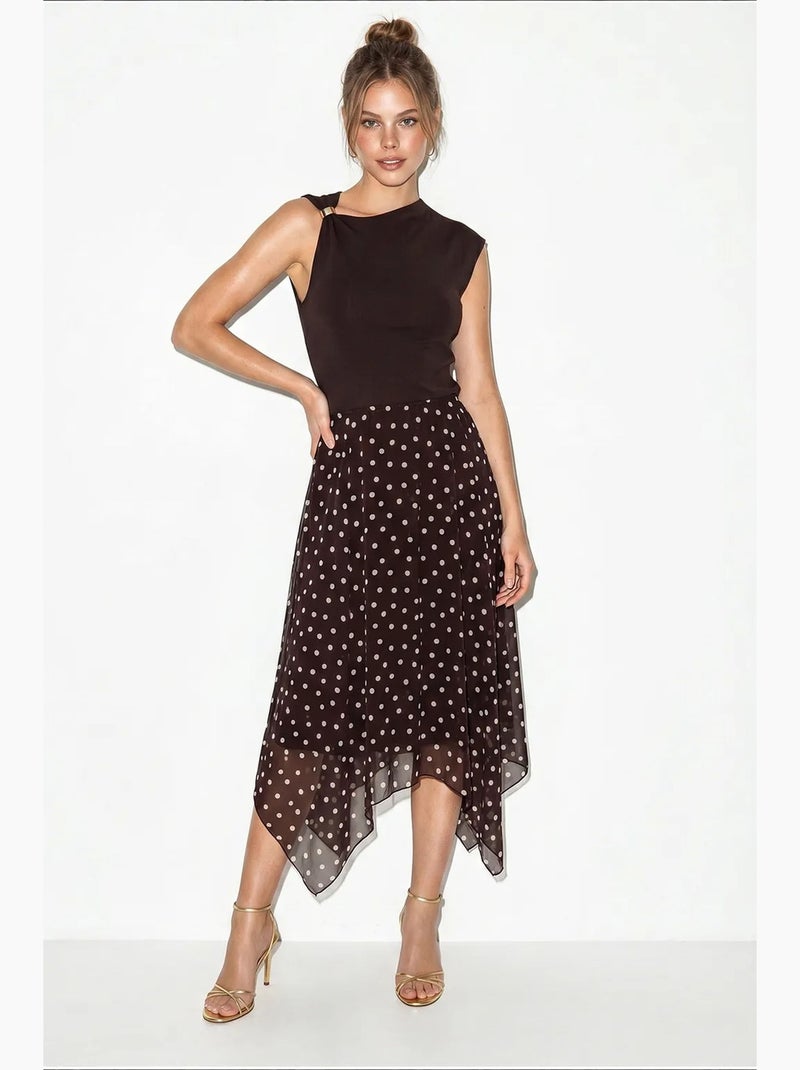 Jupe femme taille haute à pois lucci Marron foncé - Kiabi