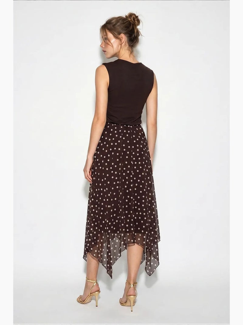 Jupe femme taille haute à pois lucci Marron foncé - Kiabi