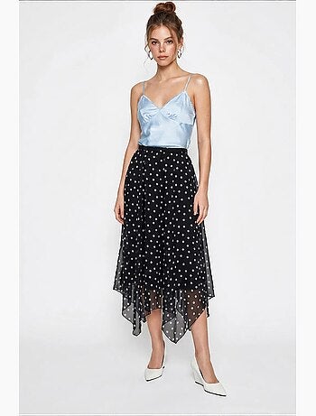 Jupe femme taille haute à pois lucci