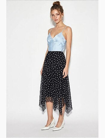 Jupe femme taille haute à pois lucci