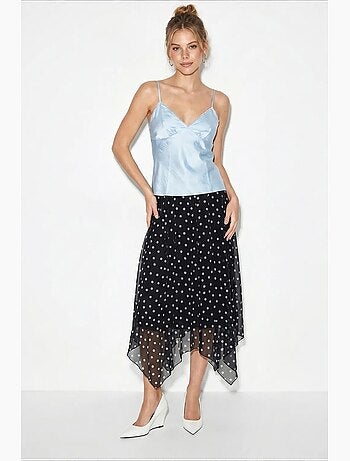 Jupe femme taille haute à pois lucci