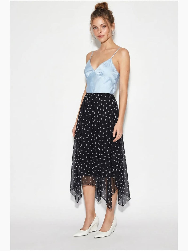 Jupe femme taille haute à pois lucci Noir - Kiabi