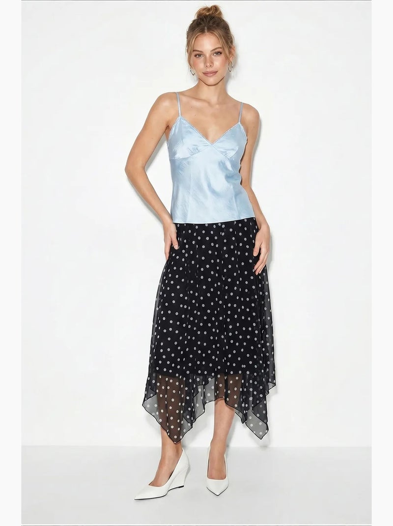 Jupe femme taille haute à pois lucci Noir - Kiabi