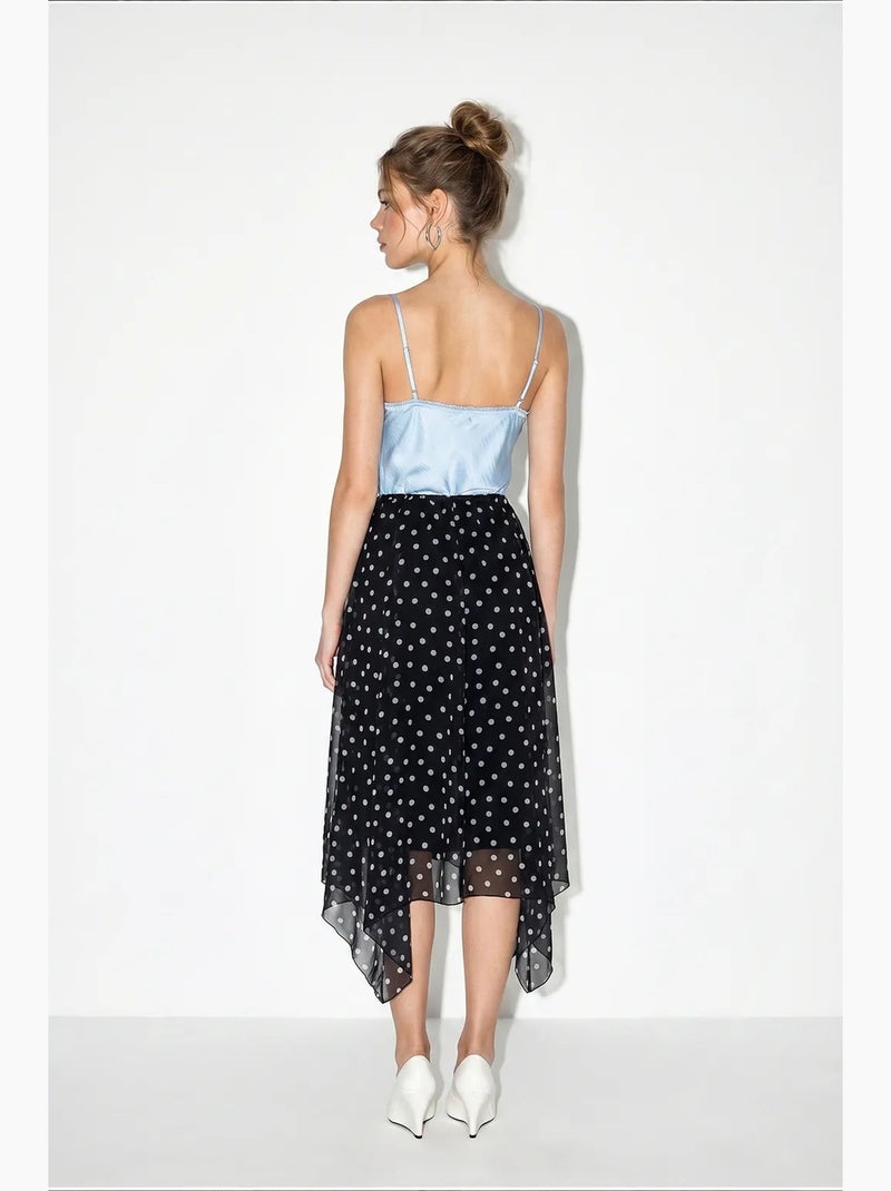 Jupe femme taille haute à pois lucci Noir - Kiabi
