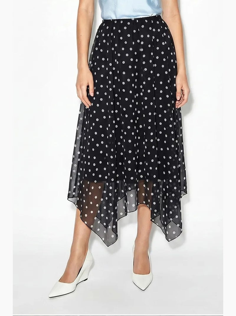 Jupe femme taille haute à pois lucci Noir - Kiabi