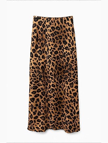 Jupe femme taille haute léopard maxi mixray