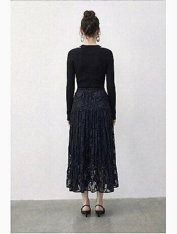 Jupe femme taille haute maxi texturée lucci