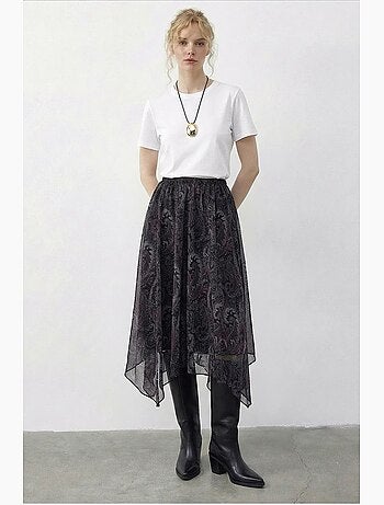 Jupe femme taille haute midi paisley lucci