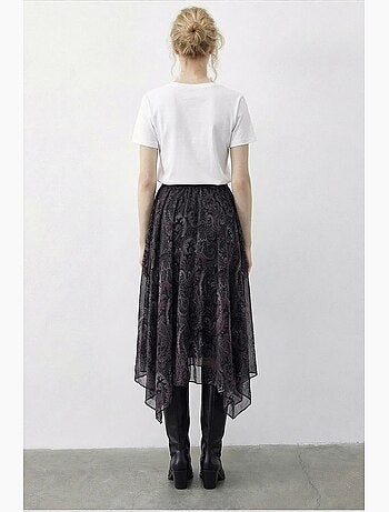 Jupe femme taille haute midi paisley lucci