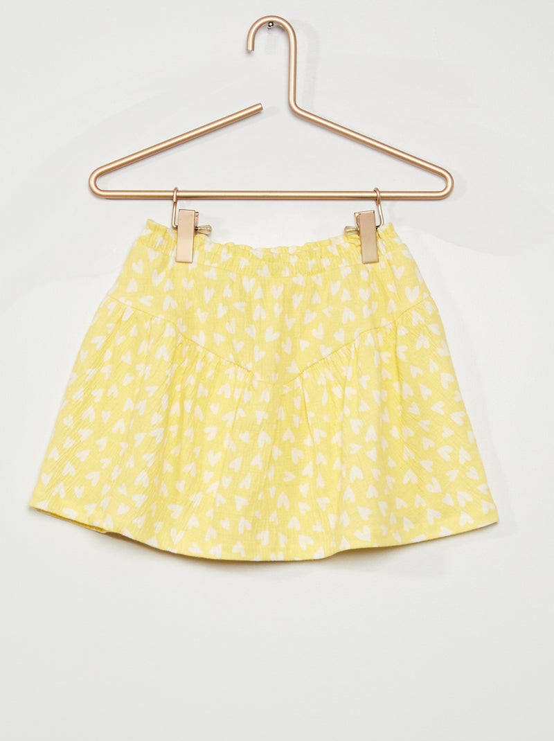 Jupe fleuri en maille gaufrée jaune - Kiabi