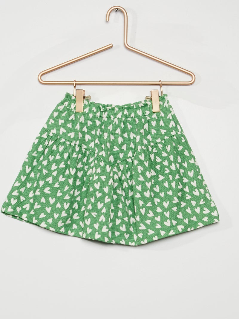 Jupe fleuri en maille gaufrée vert - Kiabi