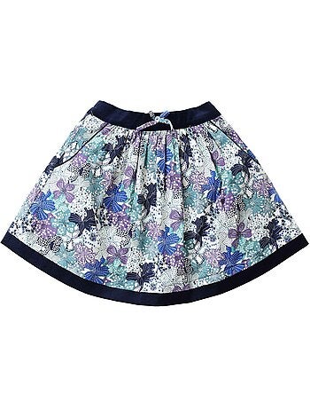 Jupe Fleurie Bleu Marine Lilas pour Fille LILOU - 'LA FAUTE A VOLTAIRE'