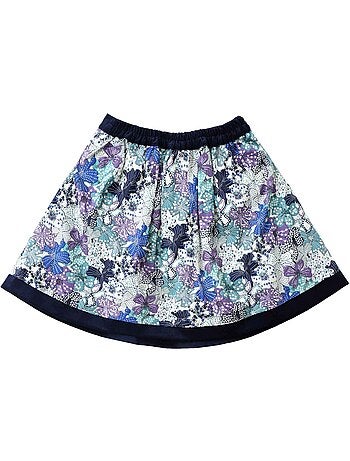 Jupe Fleurie Bleu Marine Lilas pour Fille LILOU - 'LA FAUTE A VOLTAIRE'