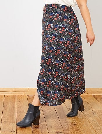 Jupe fleurie boutonnée - Kiabi