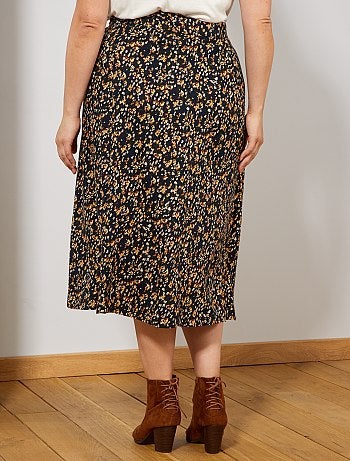Jupe fleurie et boutonnée - Kiabi