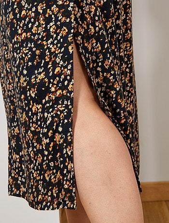 Jupe fleurie et boutonnée - Kiabi