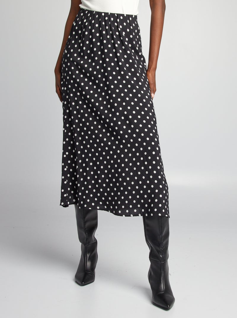 Jupe fluide à motif Noir 'pois' - Kiabi