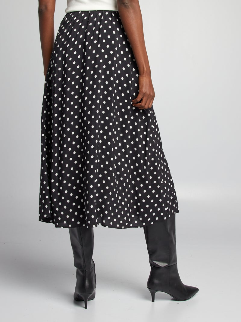 Jupe fluide à motif Noir 'pois' - Kiabi