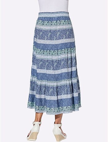 Jupe fluide à motif paisley avec ceinture élastique - taille standard - moda vilona