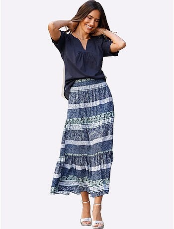Jupe fluide à motif paisley avec ceinture élastique - taille standard - moda vilona