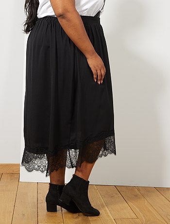 Jupe fluide finition dentelle - Kiabi
