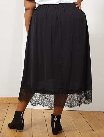 Jupe fluide finition dentelle - Kiabi