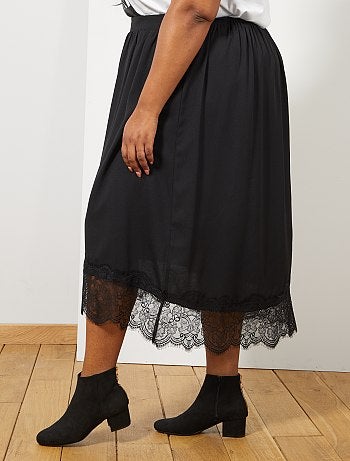 Jupe fluide finition dentelle - Kiabi