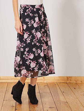 Jupe fluide fleurie - Kiabi