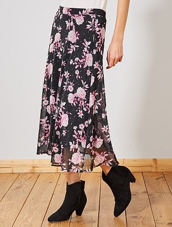 Jupe fluide fleurie - Kiabi