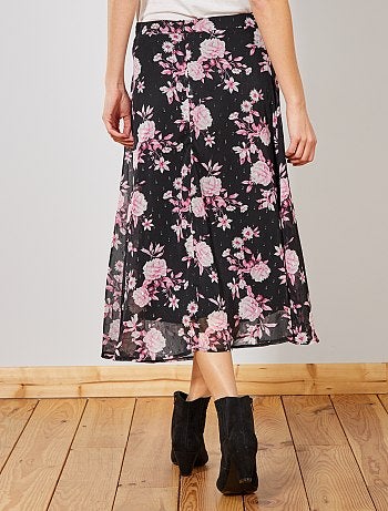 Jupe fluide fleurie - Kiabi