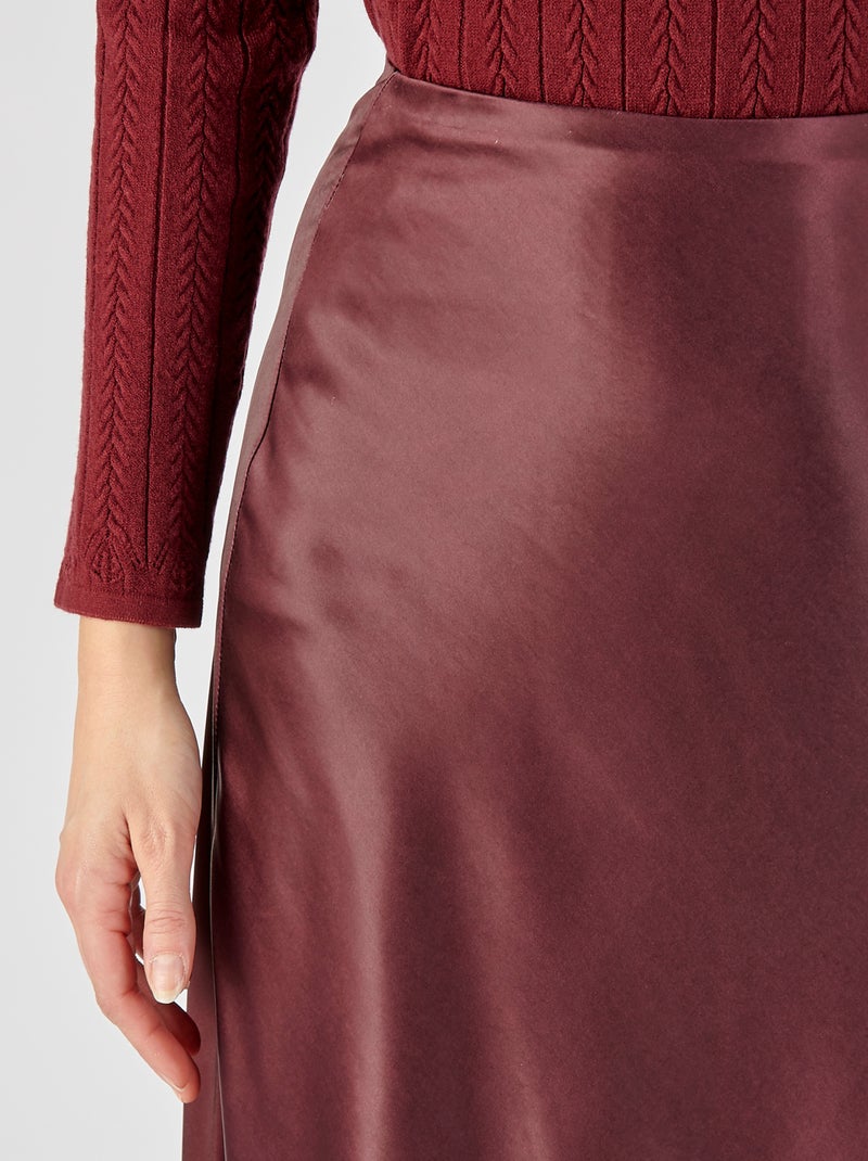 Jupe fluide satinée - Damart Bordeaux - Kiabi