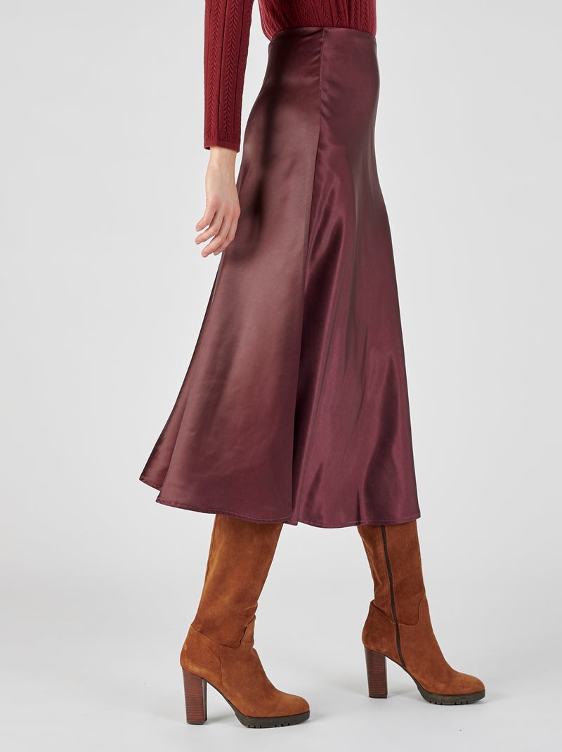 Jupe fluide satinée - Damart Bordeaux - Kiabi