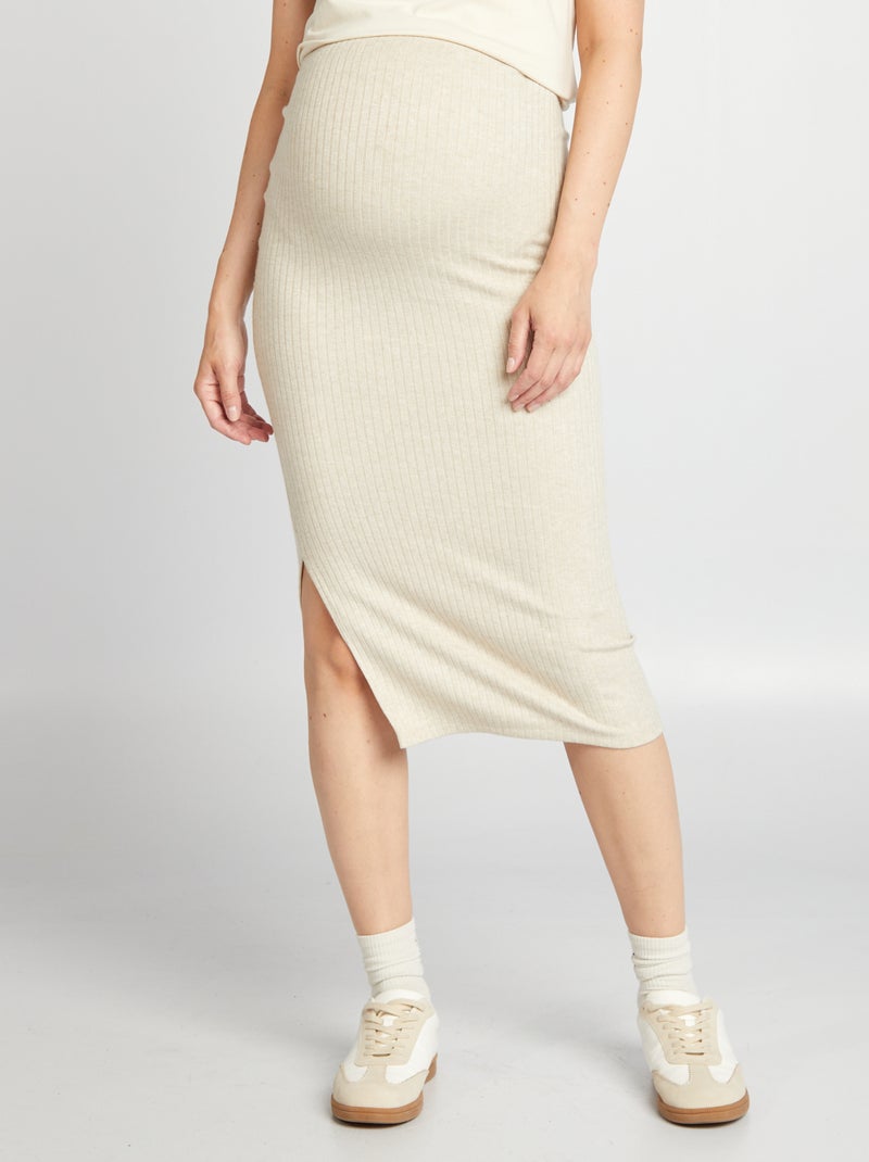 Jupe grossesse côtelée Beige - Kiabi