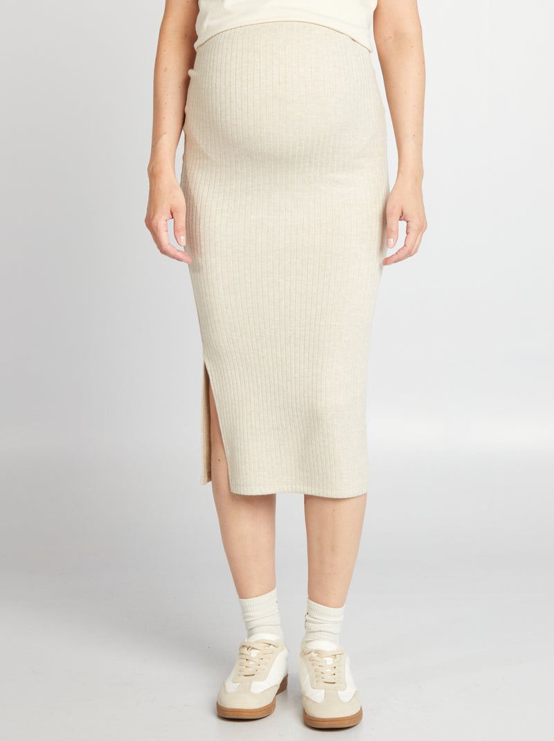 Jupe grossesse côtelée Beige - Kiabi